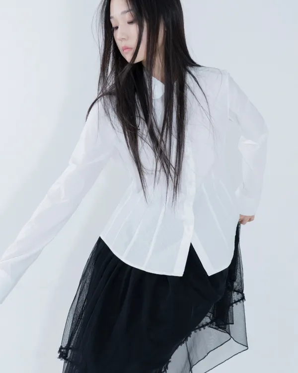 round collar slim shirt (open, 단독 주문 시 선발송)