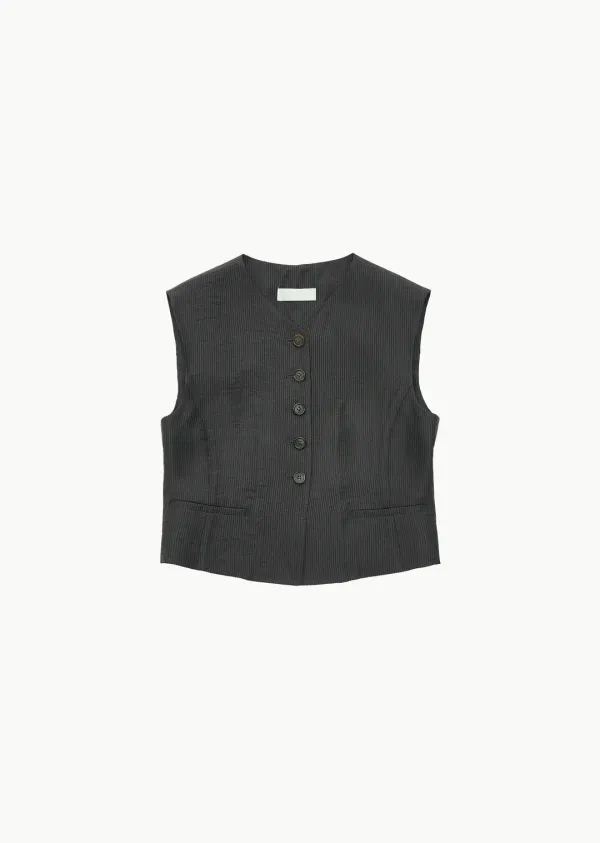 STRIPE BUTTON VEST (2COLORS)