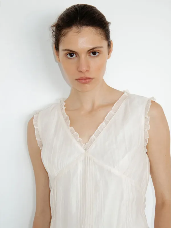 TIR SHEER FRILL BLOUSE_CREAM