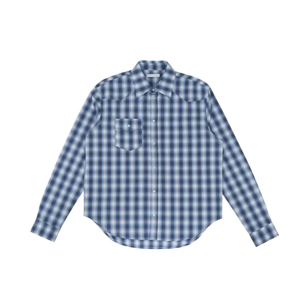 Check Yoke Western Shirt (medium blue)