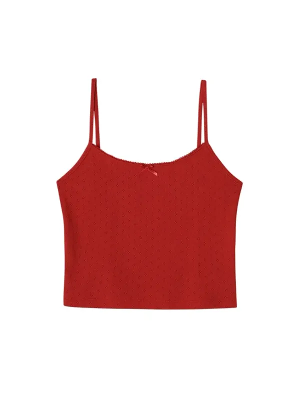 LACE EYELET SLEEVELESS_RED