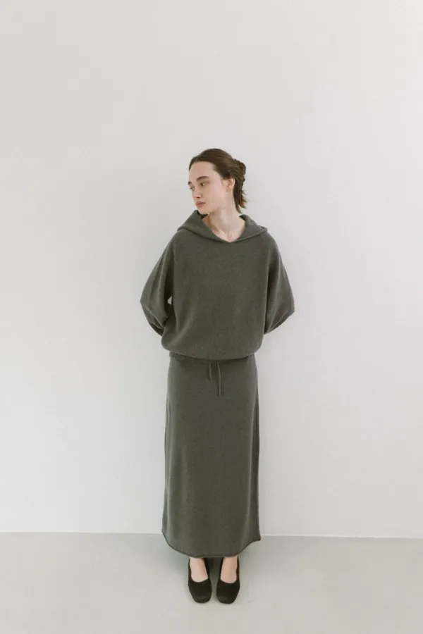 RELAX KNIT SKIRT [ GREY / BLACK / BROWN ]