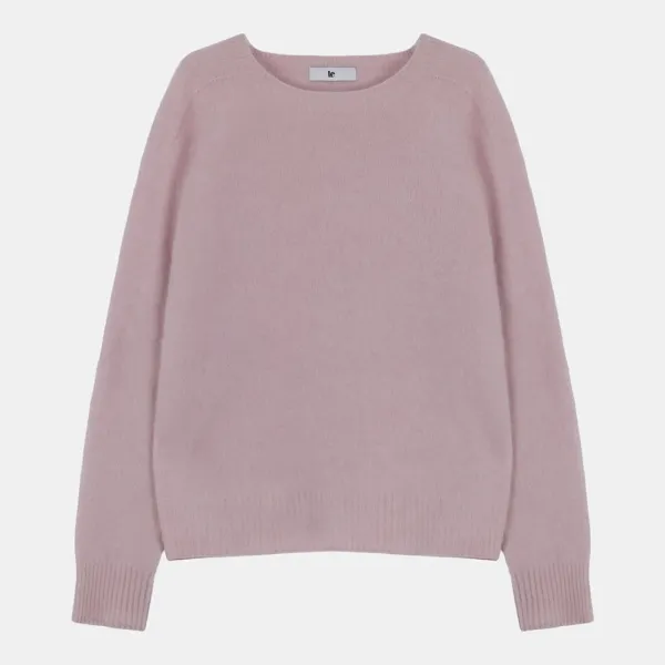 cashmere classic whole garment knitted pullover (light pink)