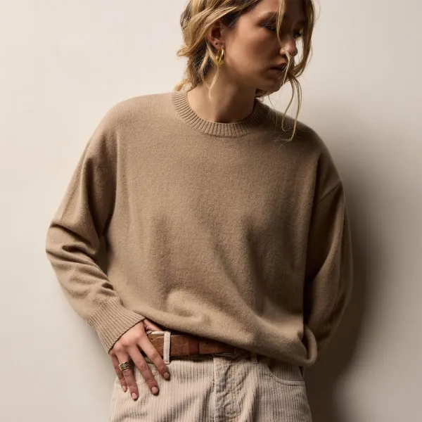 Spun Cashmere Crew Sweater - Coffee