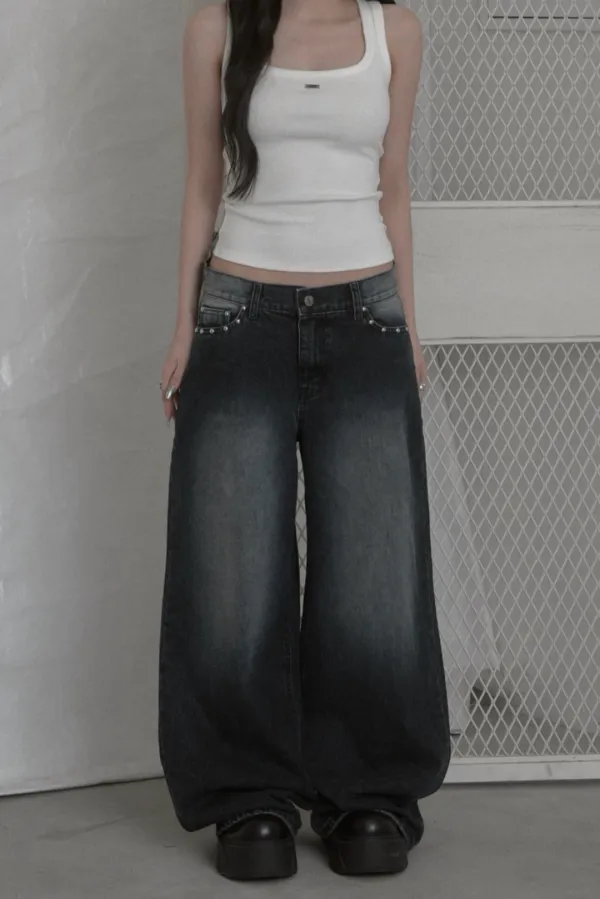 Stud Wide Denim