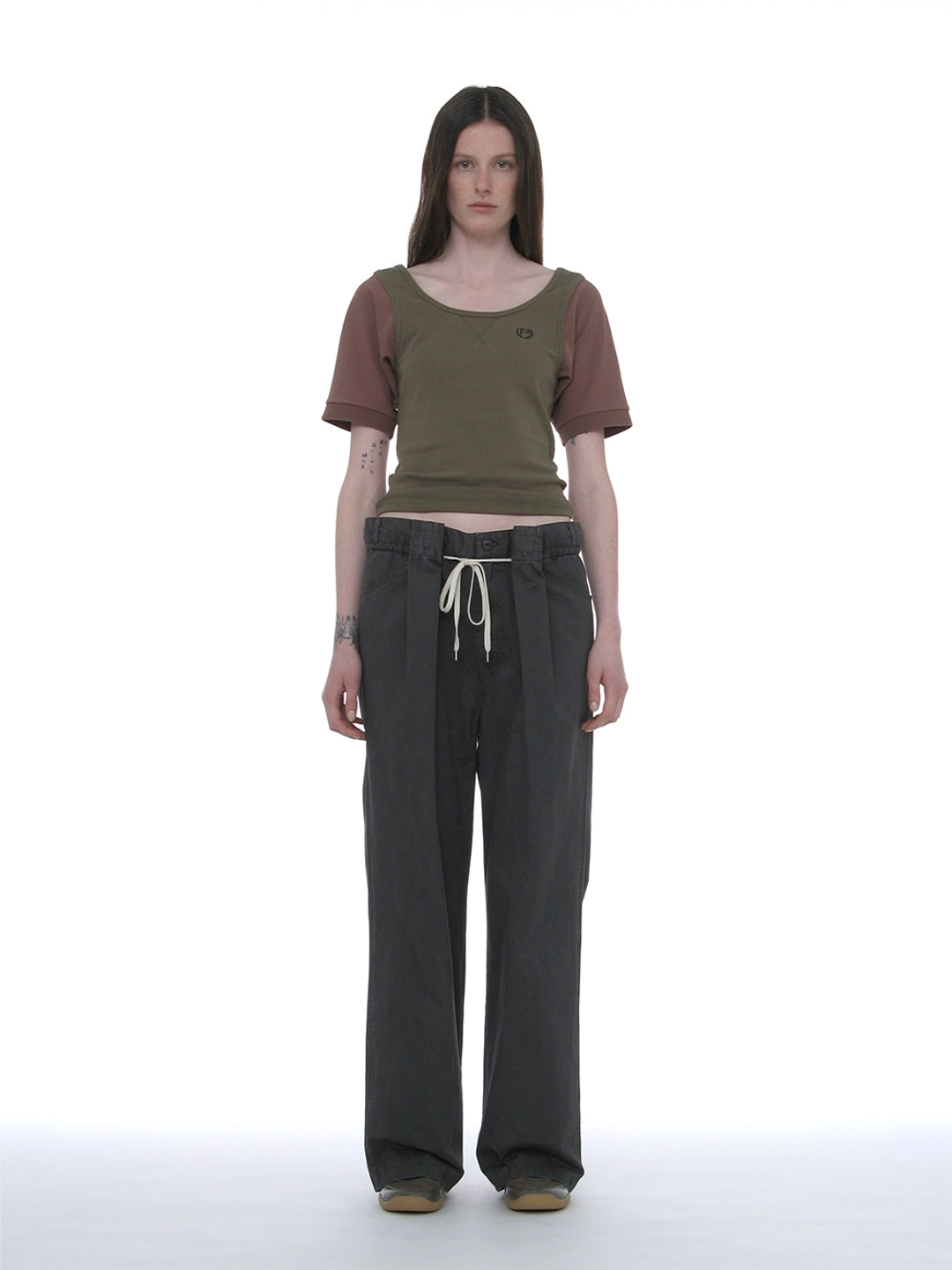 파르티멘토 [WOMEN] WASHED DRAWSTRING CHINO PANTS_CHARCOAL 상품 이미지 2