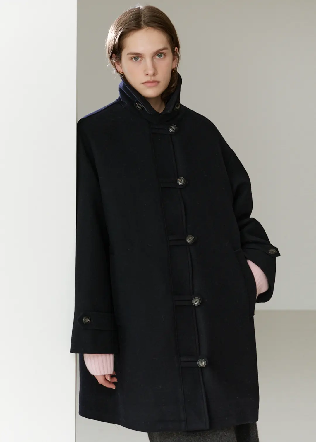 더라이 Shearling Collar Coat(Black) 상품 이미지 2