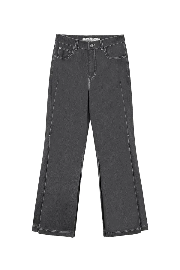 SIDE PINTUCK POINT PANTS IN CHARCOAL