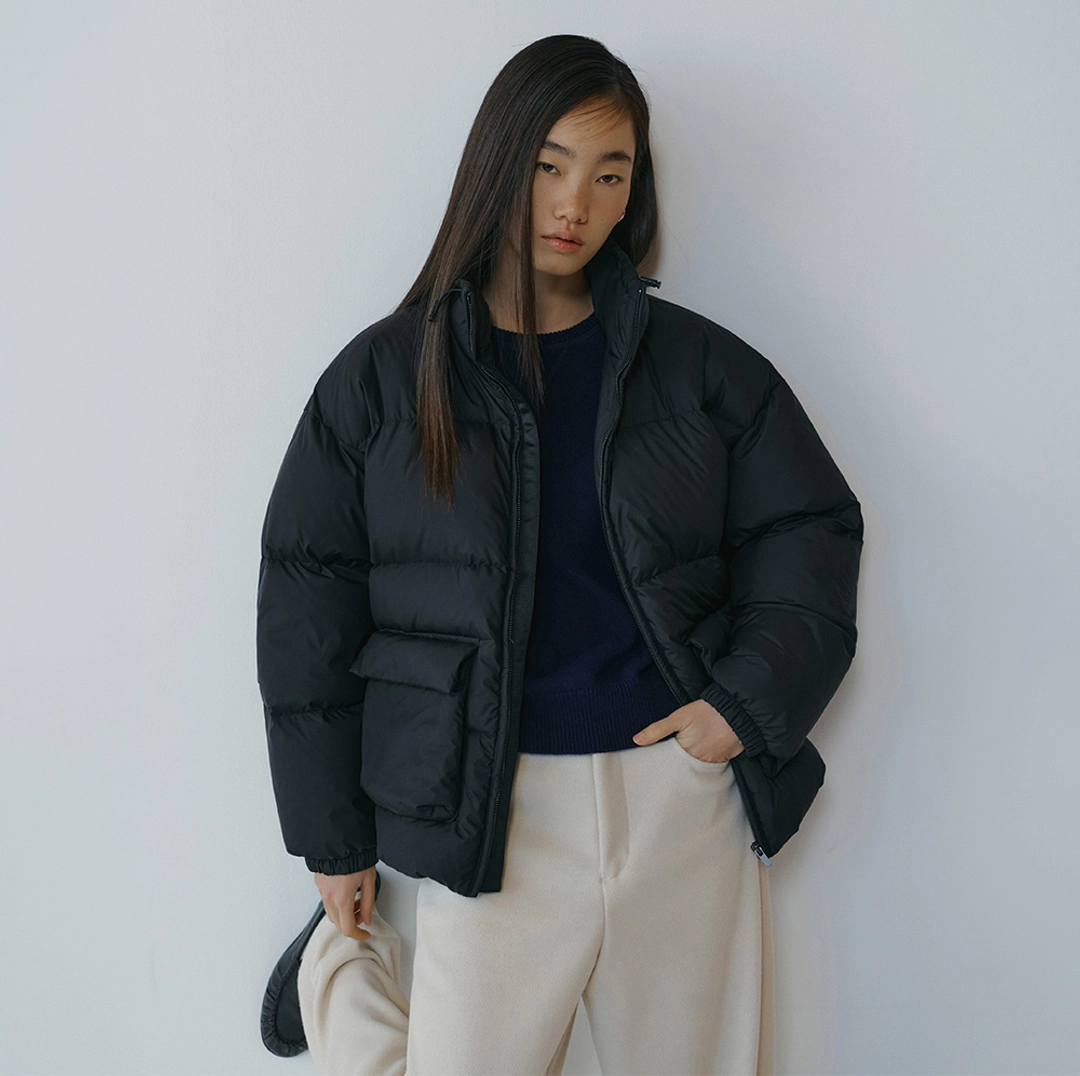 시야쥬 [10/21 예약발송] SIOT4088 덕다운 하프 패딩_Matte black 상품 이미지 2