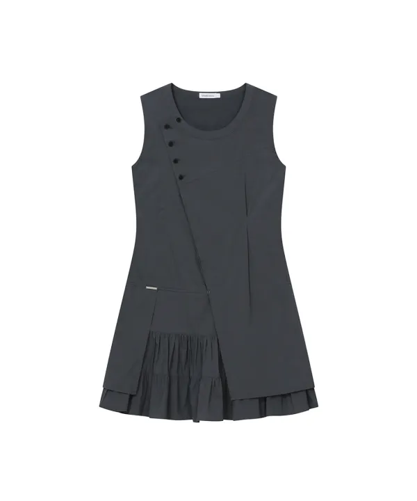 [Hannah X Misekiseoul] Hannah ruffle layered midi onepiece CHARCOAL