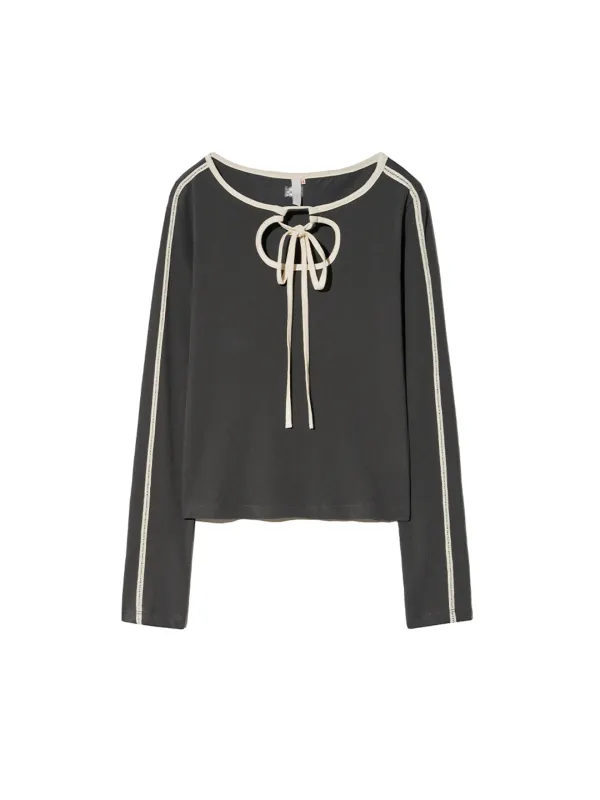 Cut Out Jersey Top Charcoal