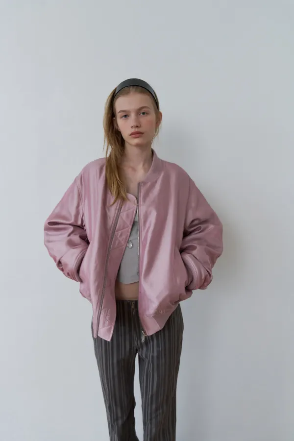 SHIMMERING GLOSSY BOMBER_INDI PINK