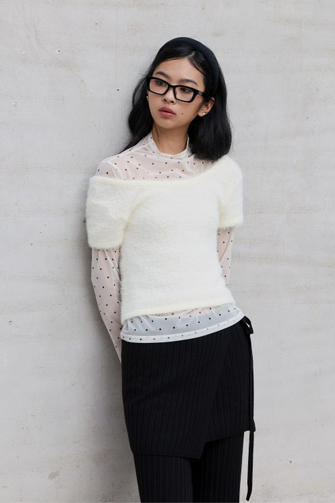 퀸스래빗 Dots Soft Sheer Layer Mesh T-Shirt 상품 이미지 2