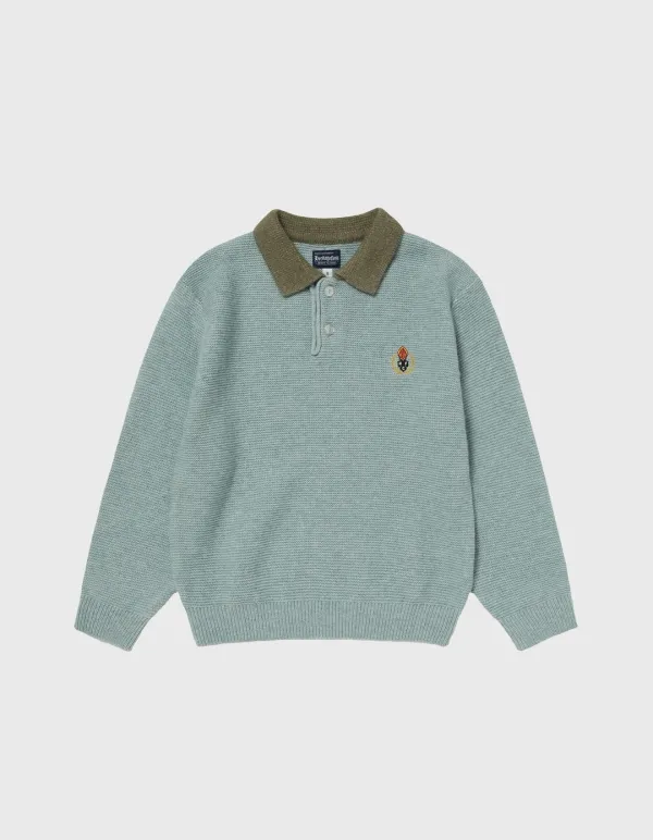 CHILDREN TASMANIA WOOL POLO SHIRT / M.Mint