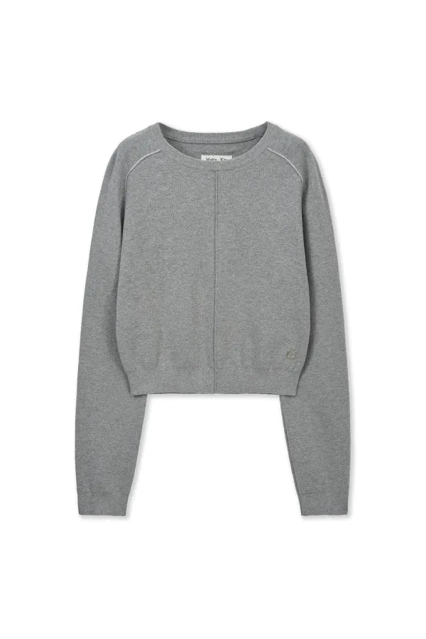 RAGLAN SLEEVE KNIT PULLOVER IN GREY