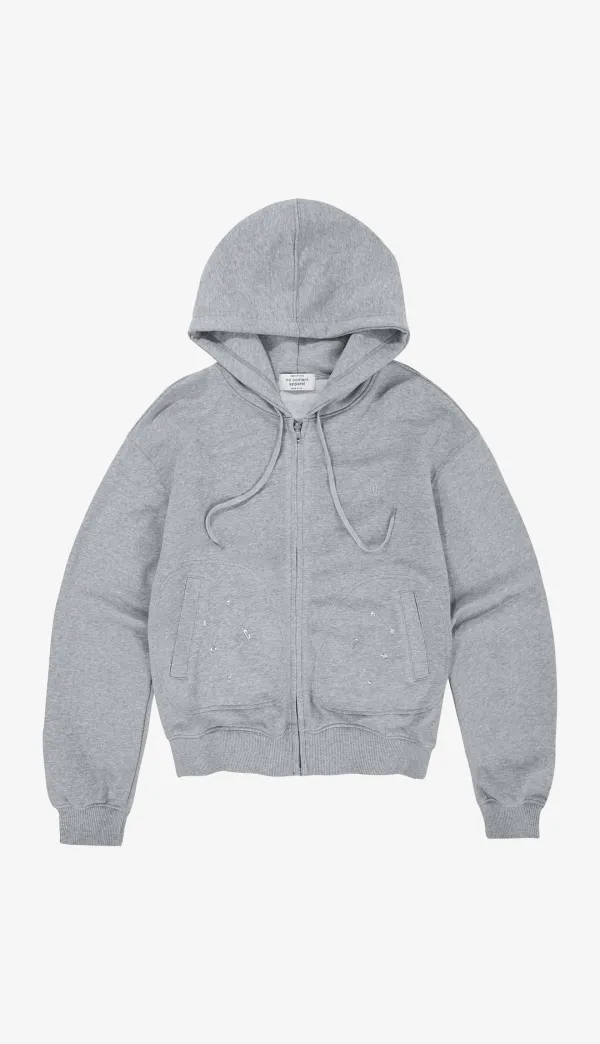 233. Jeweled Zip-up _ Melange Grey