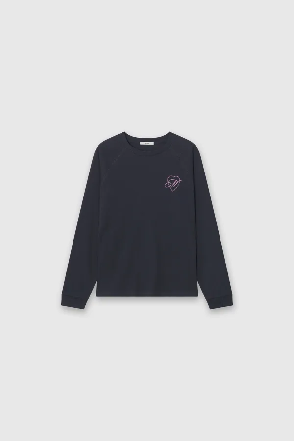 Angel Waffle Long Sleeve Top Charcoal