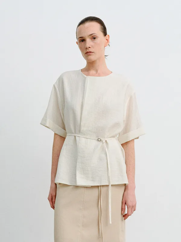 TVR DRAPED NECK BLOUSE_IVORY