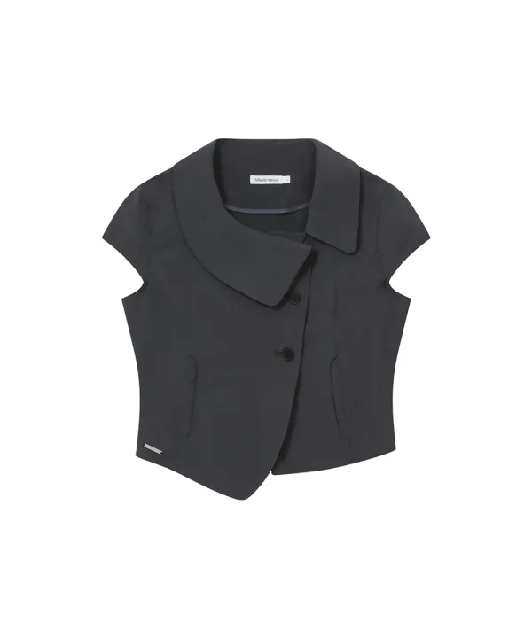 [레이 PICK] Crop round collar jacket CHARCOAL