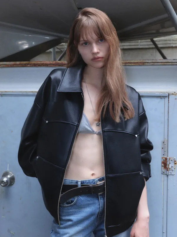 KAI FAUX LEATHER OVER JACKET_BLACK