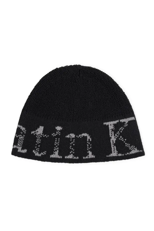 CRACKED LOGO LIGHT BUCKET BEANIE IN BLACK
