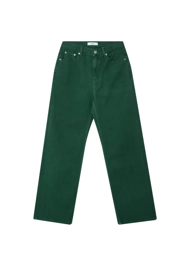 Green washed denim pants