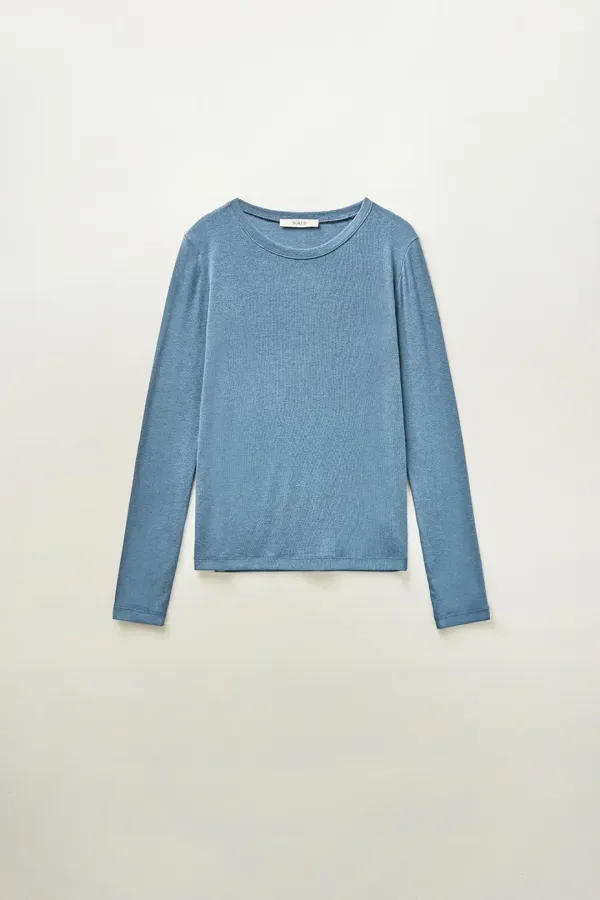 2nd/Wool tencel round Tee (Skyblue)