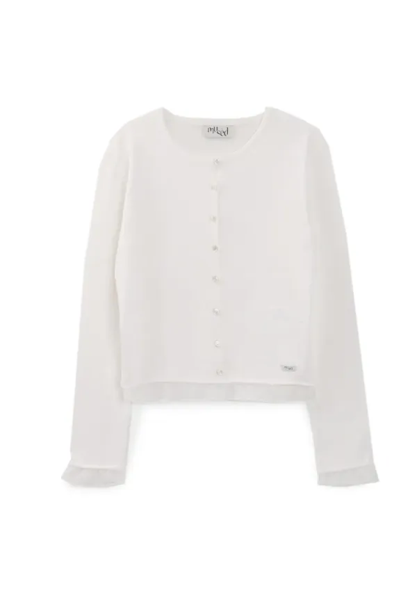 Mused Frill Knit Cardigan - White