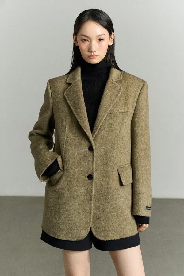 ANGORA SILK HANDMADE JACKET OLIVE