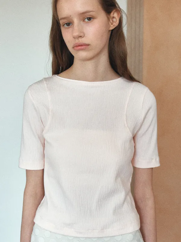 TIS AMHOLE 3/4 SLEEVE TOP_BABY PINK
