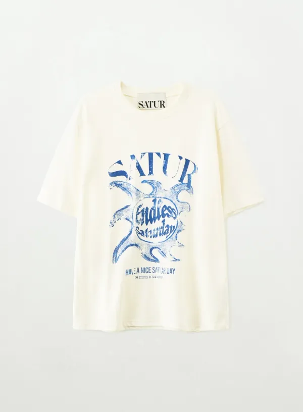 Sun Retro Graphic T-Shirt - Art Blue