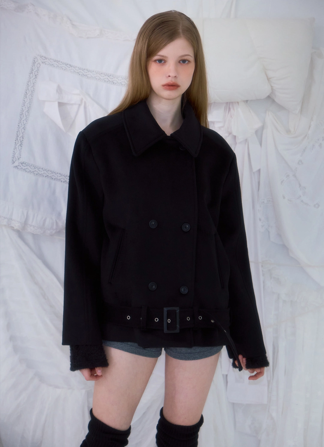 로제프란츠 Belt Half-neck Wool Jacket [Black] 상품 이미지 2