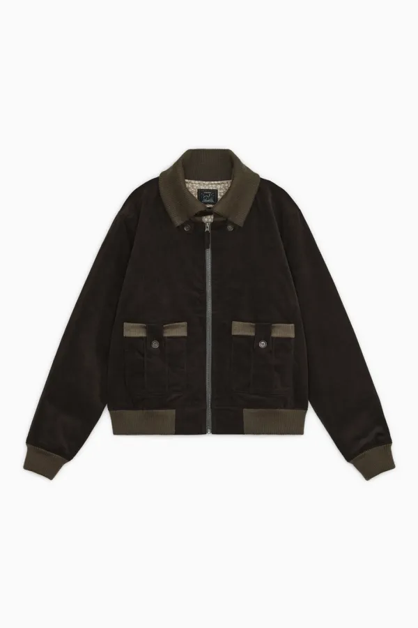 [10/6 SOON] FLORAL CORDUROY BOMBER JACKET, BROWN