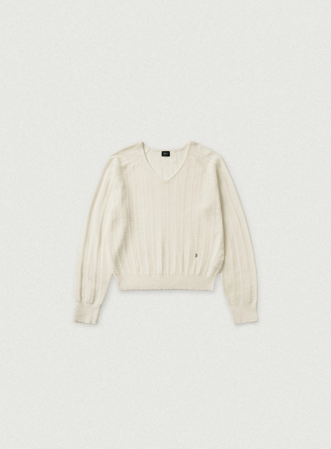 더바넷 Veil Mohair Pointelle V-neck Knit_Ivory 상품 이미지 1