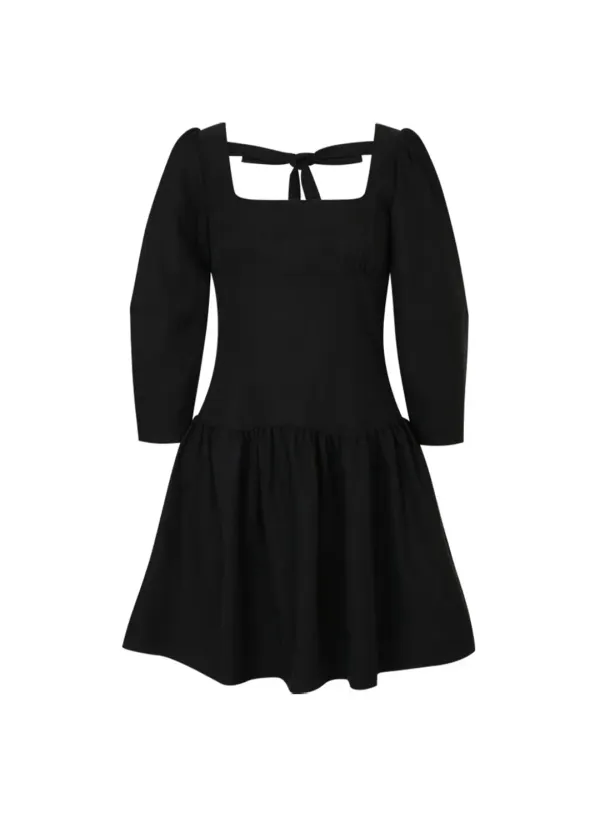 Ribbon Tie Classic Dress (Black)