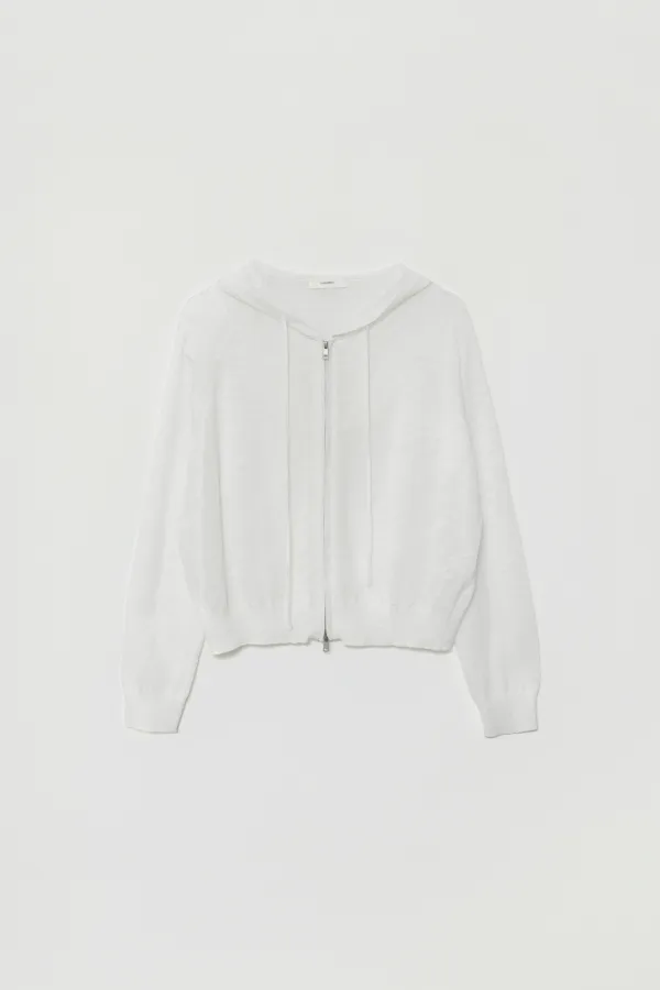 LINOR LINEN KNIT HOOD ZIPUP_IVORY