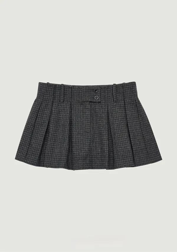SELENA CHECK PLEATS SKIRT