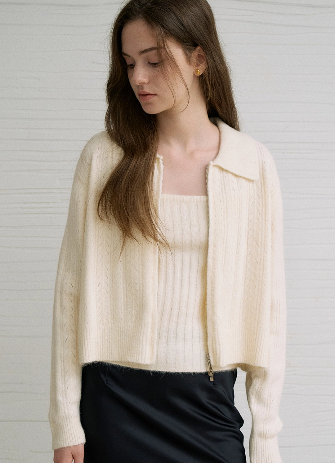 안젤로비안코 Lou Wool Knit Zip-Up Set (3color) 상품 이미지 2