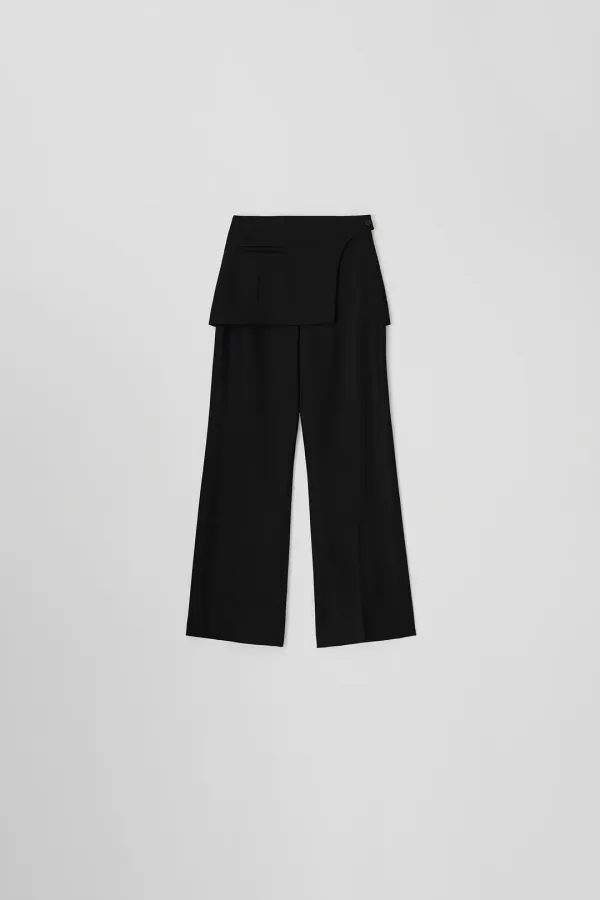 Wool Skirt Wrap Pants (black)
