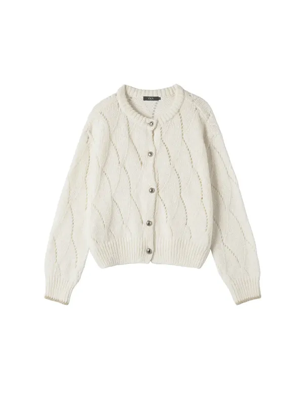 Seio Wool Knit Cardigan White Dove