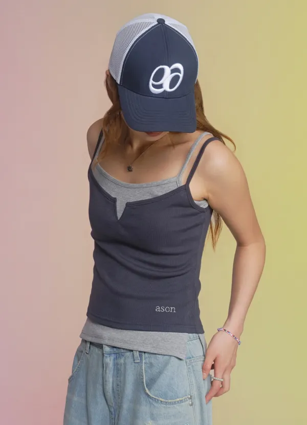 SLIT LAYERED SLEEVELESS / NAVY