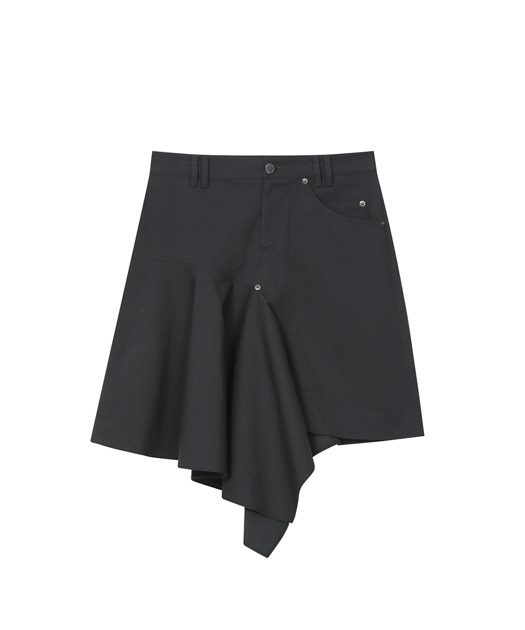 미세키서울 [레이 PICK] One side draped midi skirt CHARCOAL 상품 이미지 1