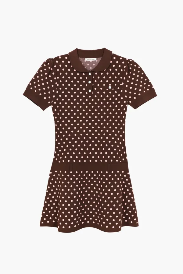 TUMI SWEATER DRESS IN BROWN PINK POLKA DOT