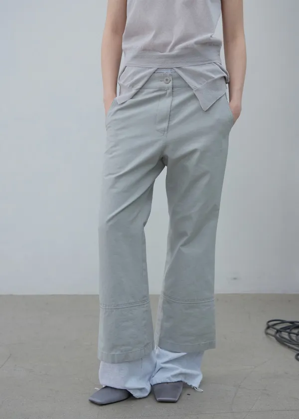 LAYERED HEM STRING PANTS (LIGHT GREY)
