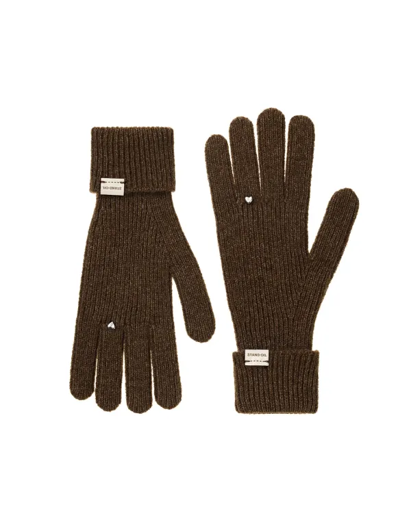 Heart Ring Knit Gloves · 하트링 니트 장갑 / 브라운
