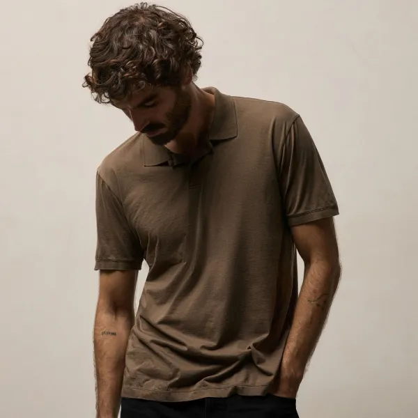 Luxe Lotus Jersey Polo - Caribou