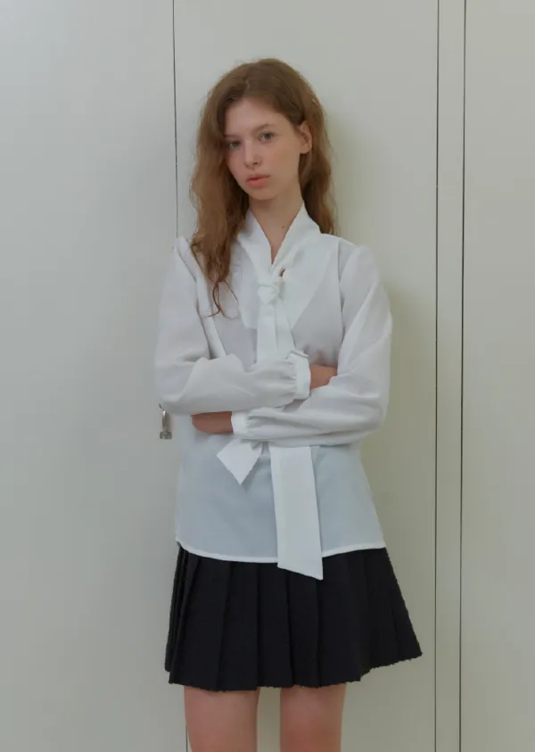 ANC RIBBON TIE BLOUSE_WHITE