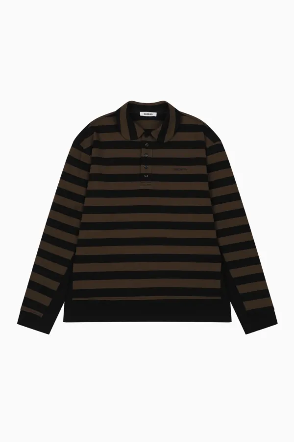 ROUND COLLAR RUGBY T-SHIRT, BROWN