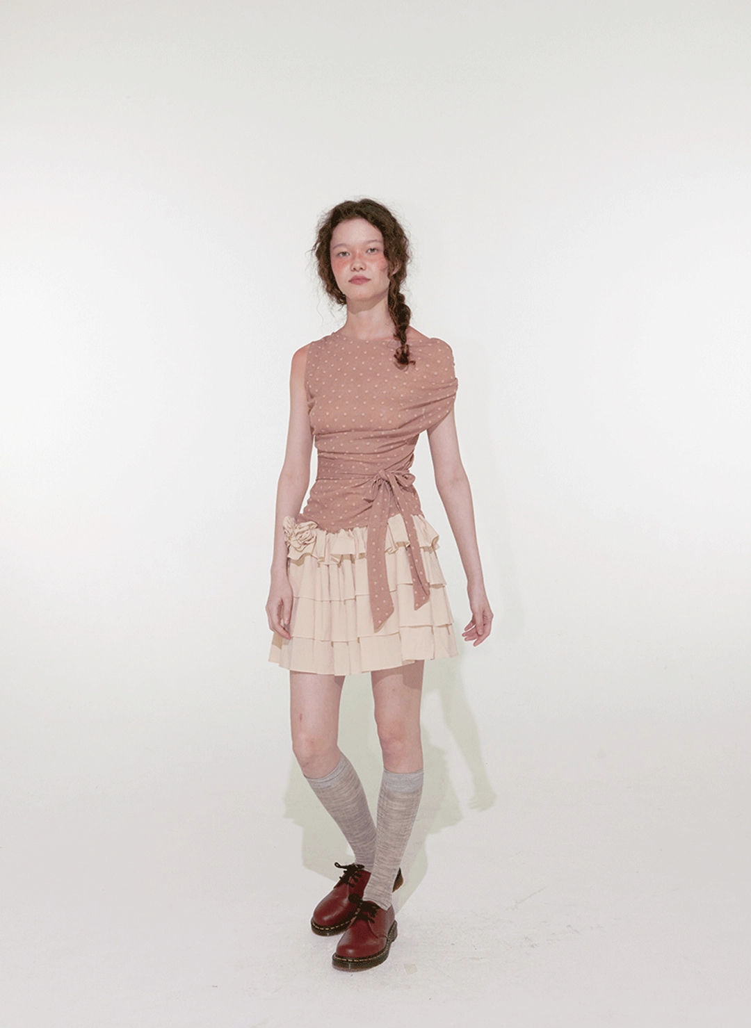 루루서울 Lisa Cancan Mini Skirt (Beige) 상품 이미지 2