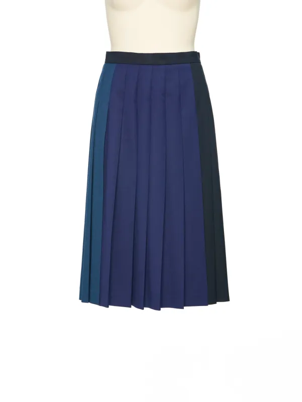 FW25 UNDERLINE DARK NAVY PLEATED MIDI SKIRT